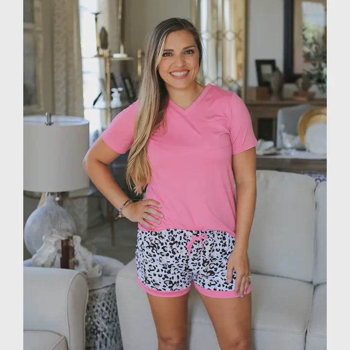 Pink V Neck PJ Tee