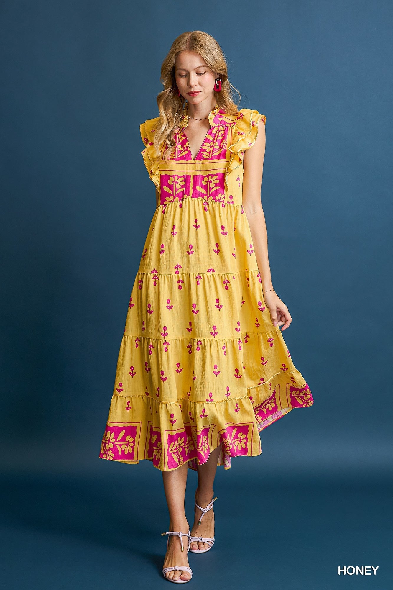 Floral Tiered Ruffle Midi Dress