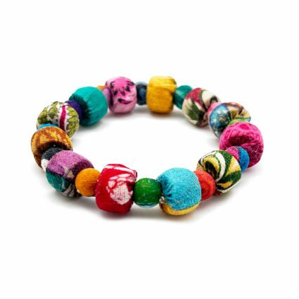 Small Aasha Bracelet - Elastic Square Round Bead Bracelet