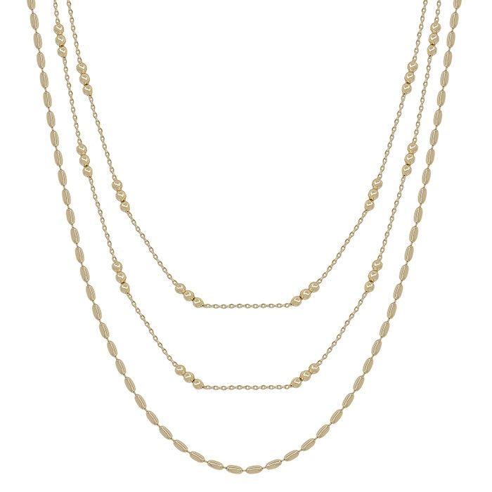 Gold Thin Chain with Triple Dot Beaded