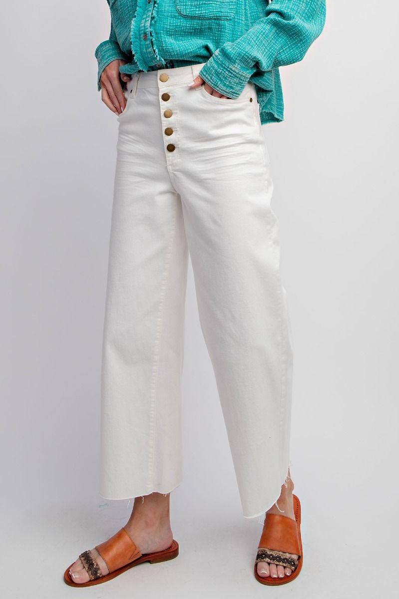White Button Bell Bottoms