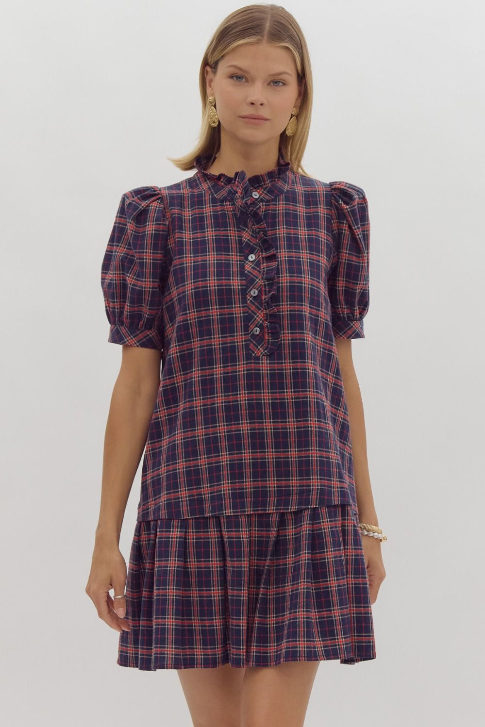 Navy Plaid Dress