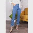 Stretch Fringe Bottom Jeans Demin