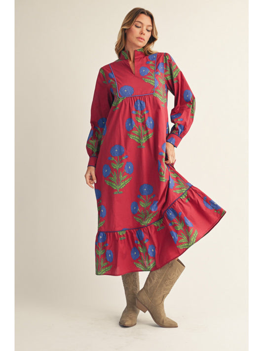 Burgundy Floral Midi