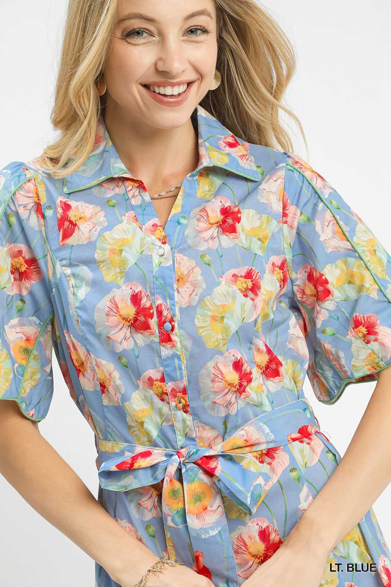 Button-Down Floral Midi Dress