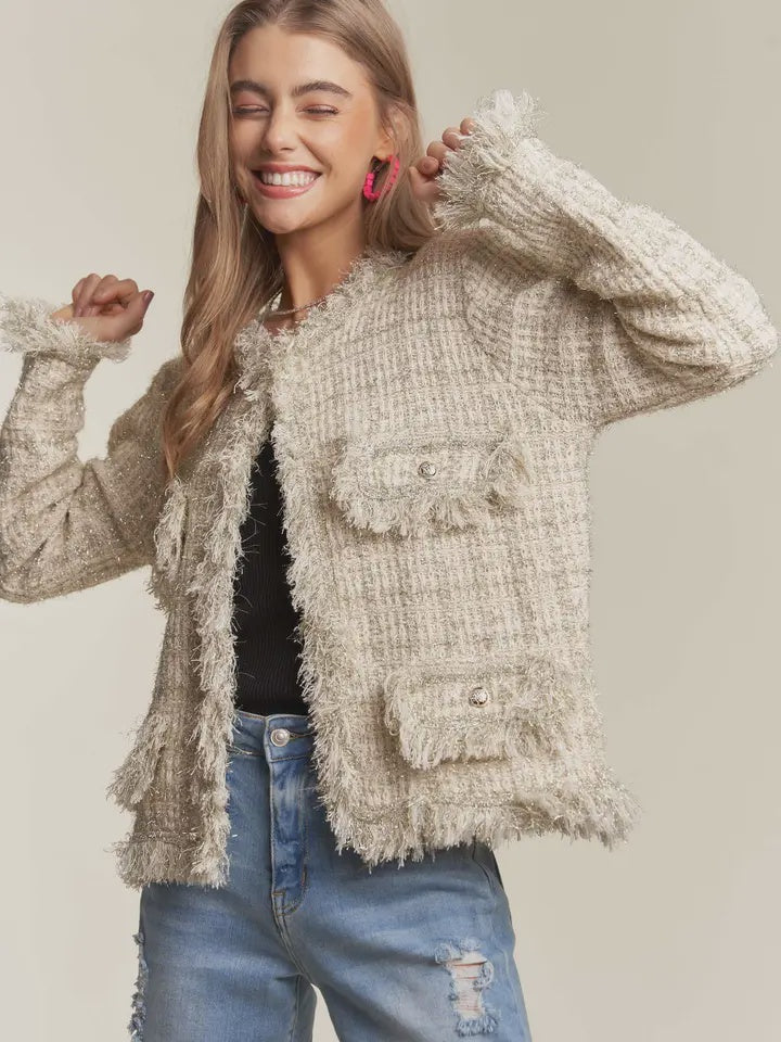 Lurex Tweed Sweater Blazer