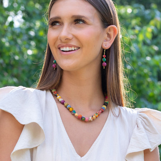 Aasha Simple Medium Sized Beads Short Layering Necklace