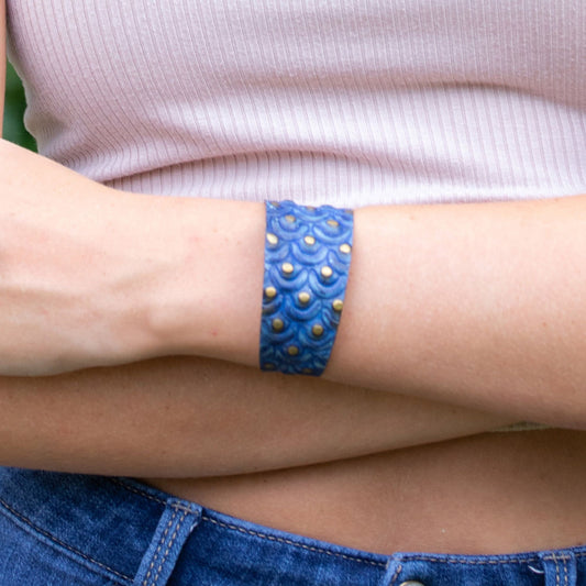 Brass Patina Bracelet – Cobalt Blue