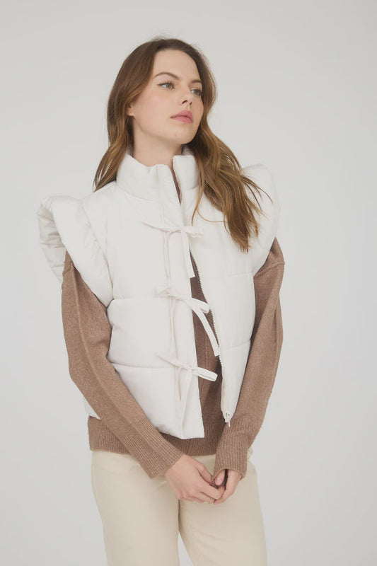 Flutter Sleeve Bow Puffer