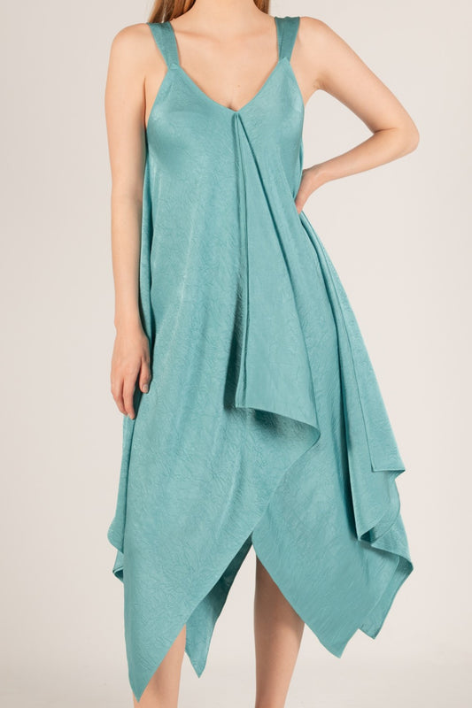 Teal Stain V-Neck Dress