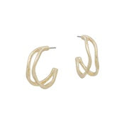 Worn Gold Waved Hoop Earrings