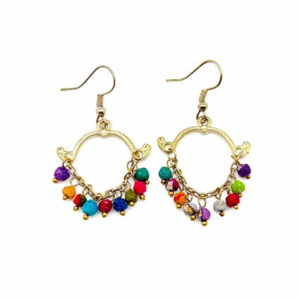 Small Aasha Earrings – Ornate Dangle Hoop