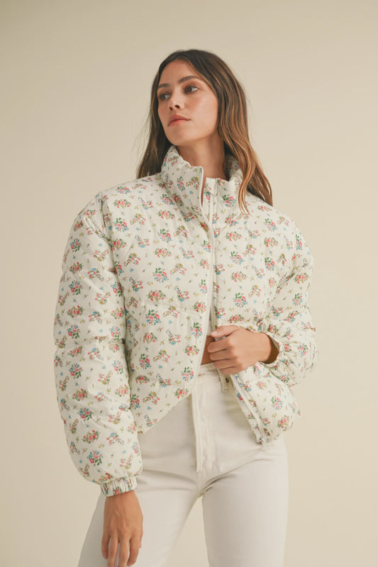 Floral Print Padding Jacket