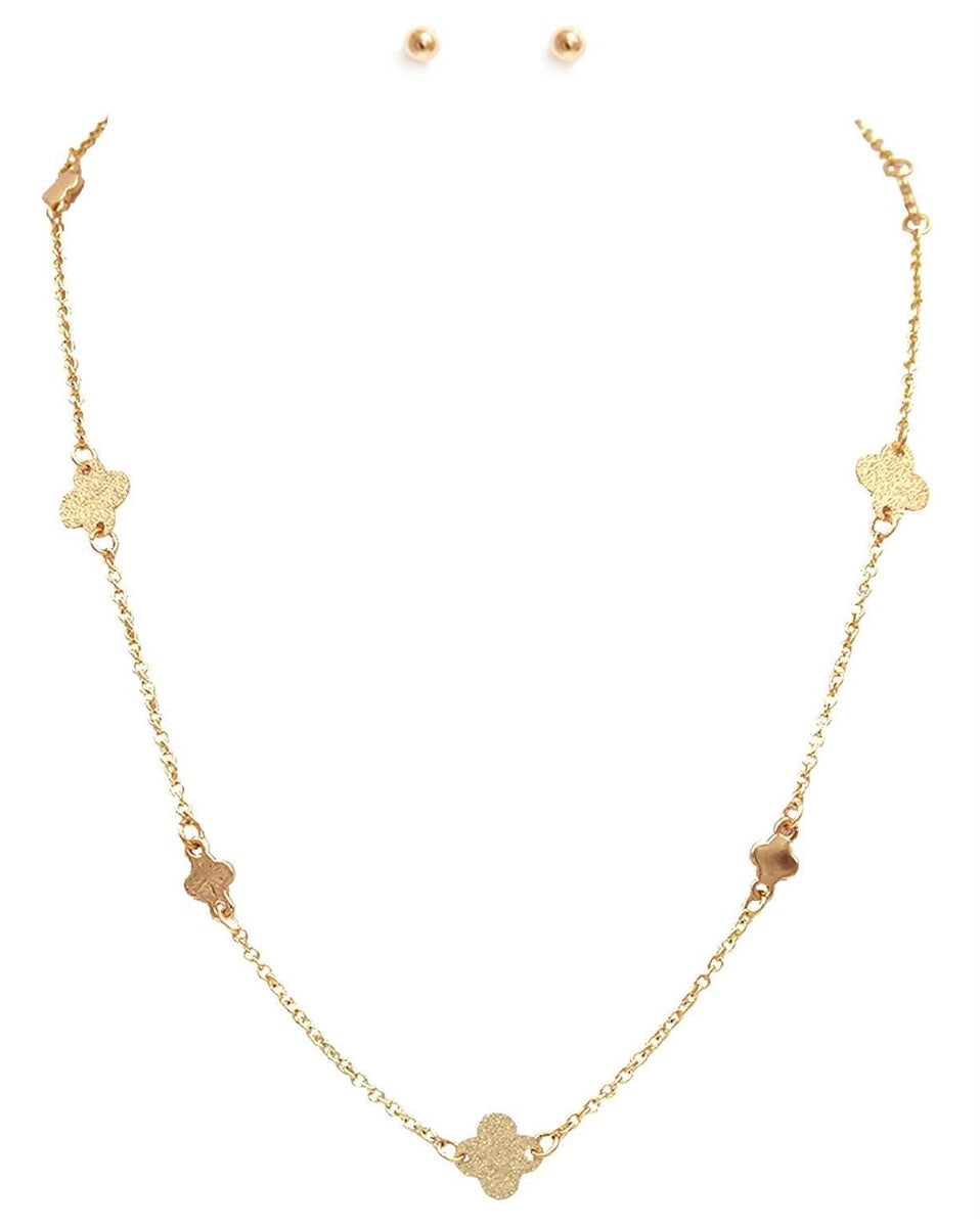 Gold Textured Clover 16"-18" Necklace