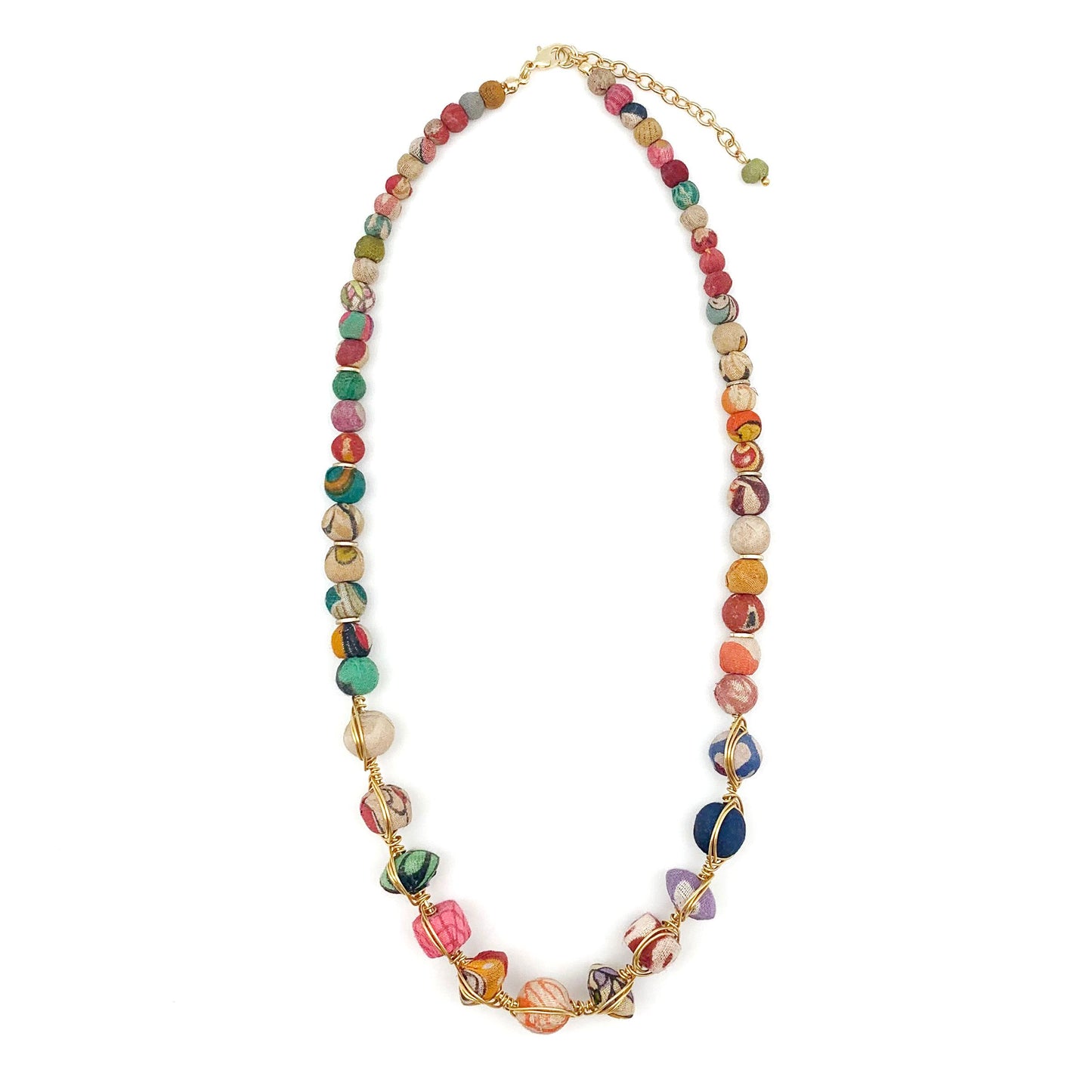 Aasha Double Wire Wrapped Mixed Beads Mid-Length Necklace