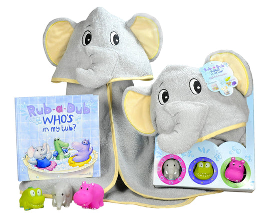 Rub A Dub Elephant Gift Set w/ Book, Towel and Squirt Toys