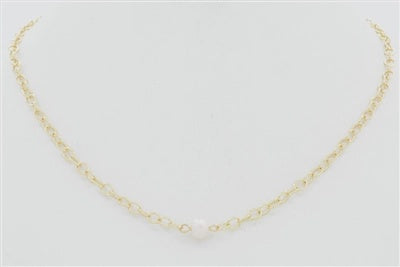 Small Gold Link Chain with Freshwater Pearl Necklace