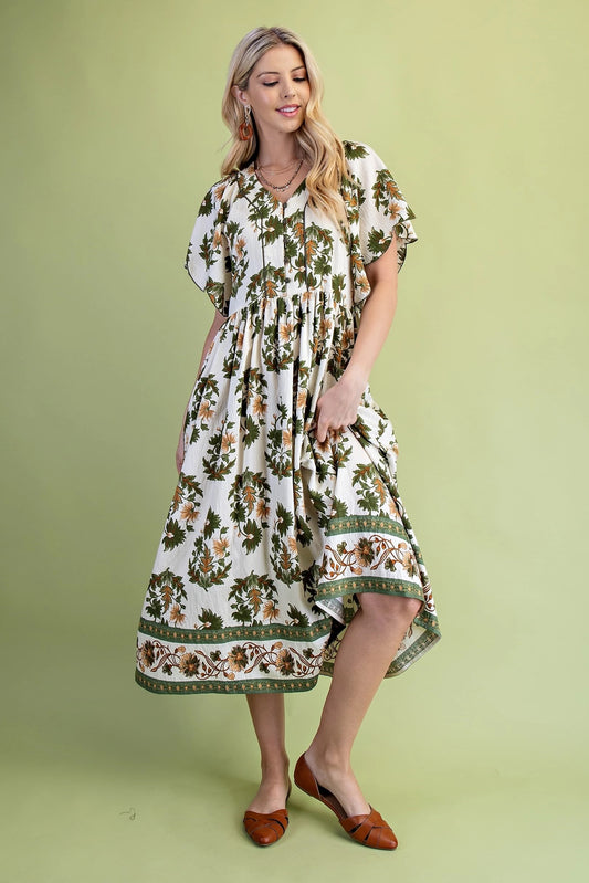 Floral Fall Printed V-Neck