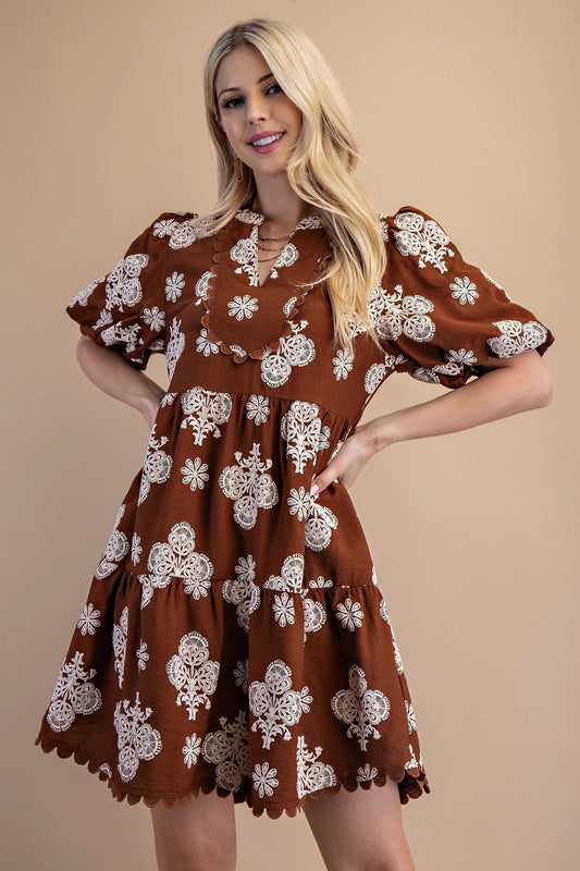 Walnut Printed Mini Dress