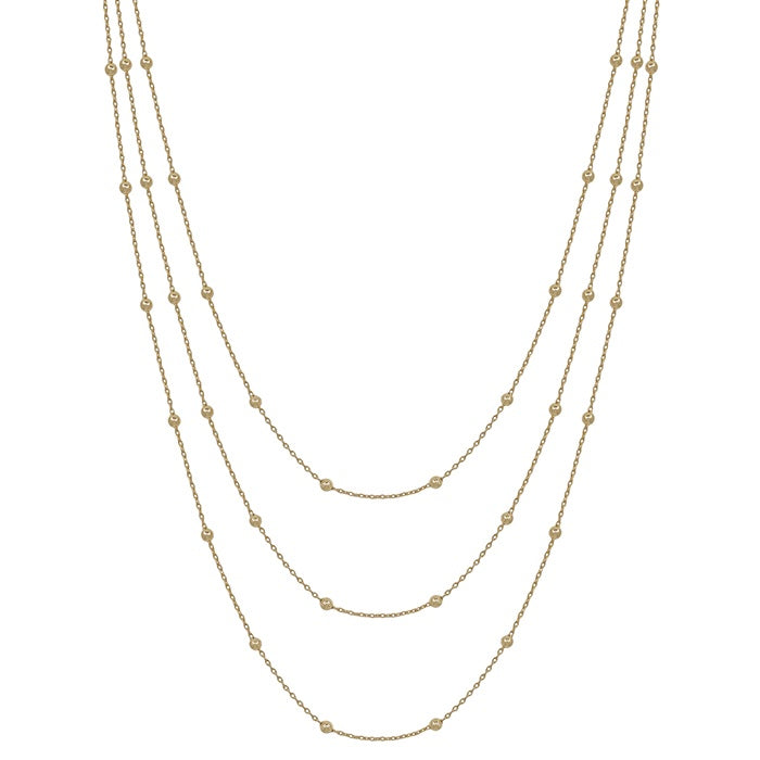 Triple Layered Gold Thin Dot Chain 16"-18" Necklace