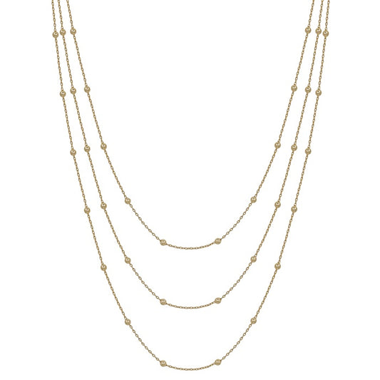 Triple Layered Gold Thin Dot Chain 16"-18" Necklace