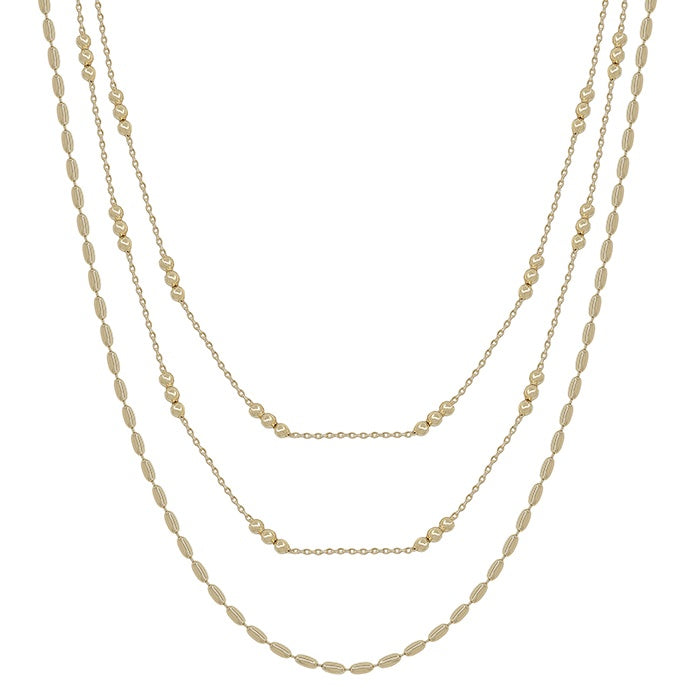 Gold Thin Chain with Triple Dot Beaded