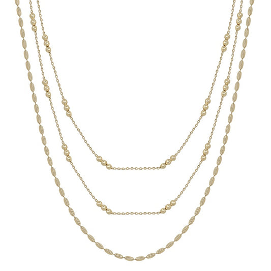 Gold Thin Chain with Triple Dot Beaded