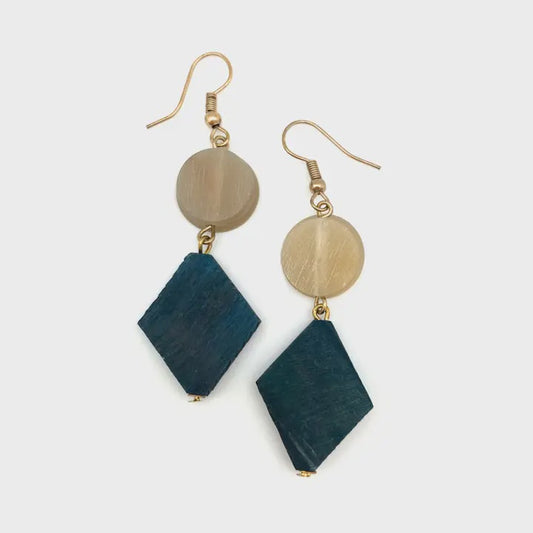Omala Misty Greens Collection Earrings - Circle and Diamond