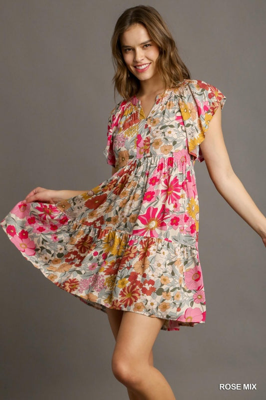 Floral Print Flutter Dress